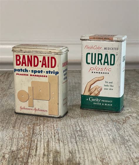 metal curda bandaid box|old band aid box.